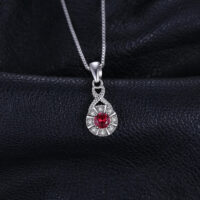 Round Ruby Silver Pendant - IDiamond