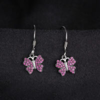 Butterfly Ruby Silver Earrings - IDiamond