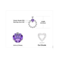 Heart Round Sapphire Silver Pendant - IDiamond