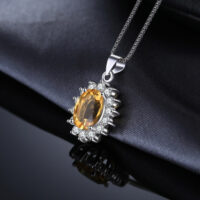 Oval Citrine Silver Pendant - IDiamond