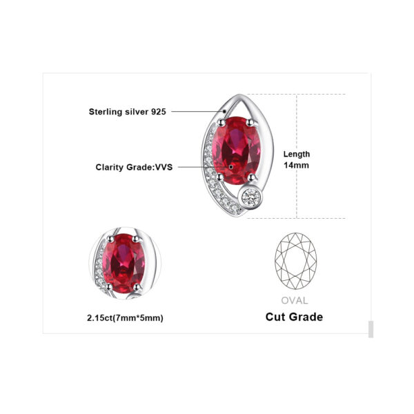 Oval Ruby Silver Earrings - IDiamond