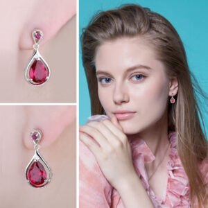 Drop Ruby Silver Earrings - IDiamond