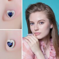 Heart Sapphire Silver Earrings - IDiamond