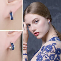 Rectangle Spinel Silver Earrings - IDiamond
