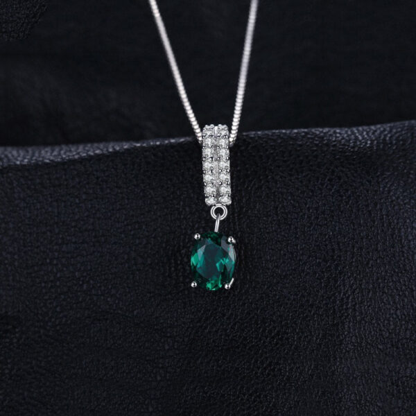Oval Emerald Silver Pendant - IDiamond