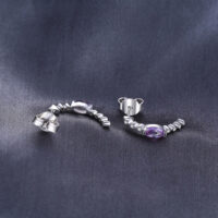 Oval Sapphire Silver Earrings - IDiamond