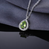 Drop Peridot Silver Necklace - IDiamond