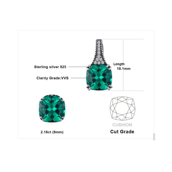 Square Emerald Silver Pendant - IDiamond