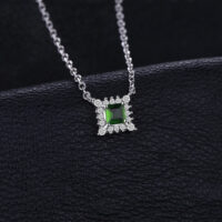 Square Diopside Silver Necklace - IDiamond