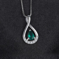 Drop Emerald Silver Necklace - IDiamond