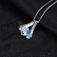 Round Topaz Silver Pendant - IDiamond
