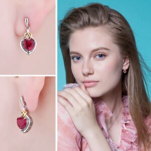 Heart Ruby Silver Earrings - IDiamond