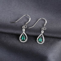 Drop Emerald Silver Earring - IDiamond