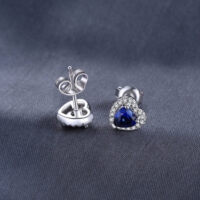 Heart Sapphire Silver Earrings - IDiamond