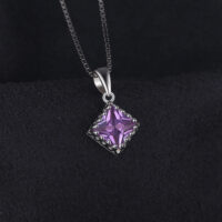 Square Sapphires Silver Pendant - IDiamond