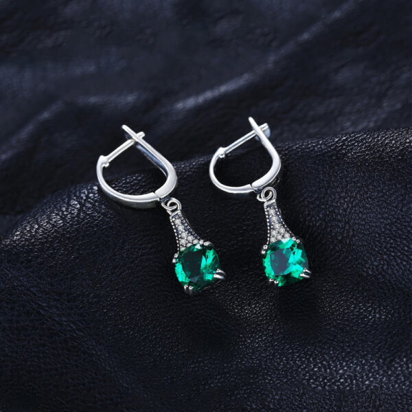 Square Emerald Silver Earrings - IDiamond