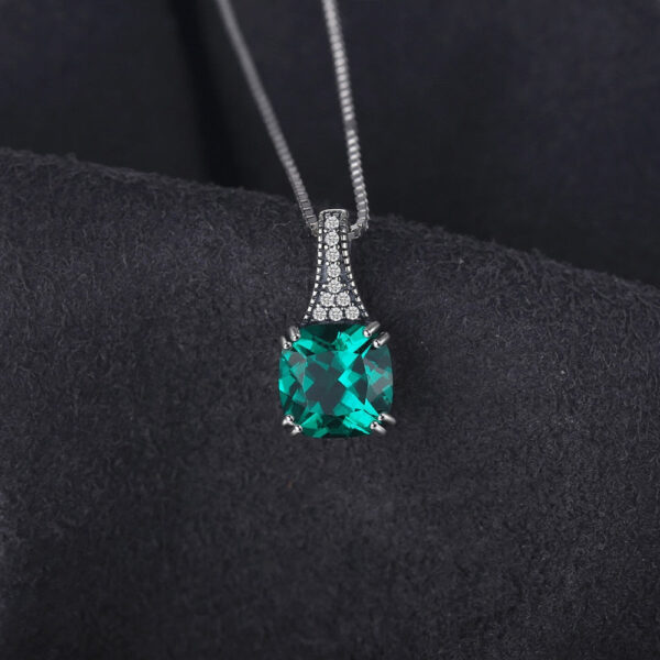 Square Emerald Silver Pendant - IDiamond