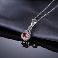Round Ruby Silver Pendant - IDiamond