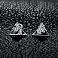 Triangle Bow Cubic Zirconia Silver Earrings - IDiamond