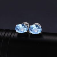 Oval Topaz Silver Earrings - IDiamond