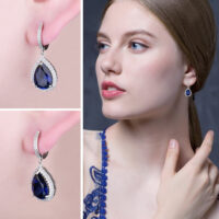 Drop Sapphire Silver Earrings - IDiamond