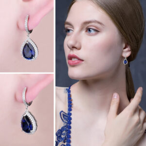 Drop Sapphire Silver Earrings - IDiamond