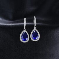Drop Sapphire Silver Earrings - IDiamond