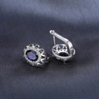 Oval Sapphire Silver Earrings - IDiamond