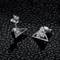 Triangle Bow Cubic Zirconia Silver Earrings - IDiamond
