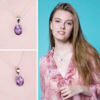 Oval Amethyst Silver Pendant - IDiamond