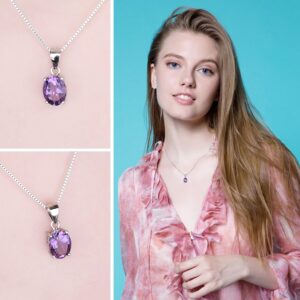 Oval Amethyst Silver Pendant - IDiamond