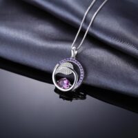 Round Sapphire Silver Pendant - IDiamond