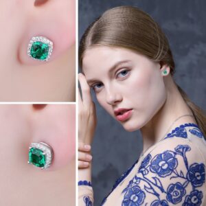 Square Emerald Silver Earrings - IDiamond