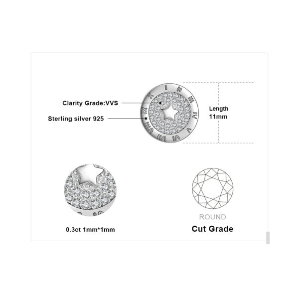Numeral Round Cubic Zirconia Silver Earrings - IDiamond