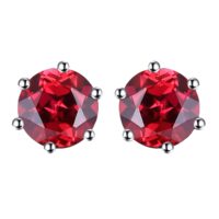 Round Garnet Silver Earrings - IDiamond