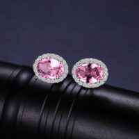 Oval Sapphire Silver Earrings - IDiamond