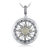 Sun Star Sterling Silver Cubic Zirconia Pendant - IDiamond