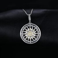 Sun Star Sterling Silver Cubic Zirconia Pendant - IDiamond