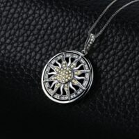 Sun Star Sterling Silver Cubic Zirconia Pendant - IDiamond