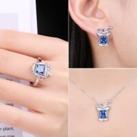 3pcs Drink Cubic Zirconia Spinel Silver Jewelry Set - IDiamond