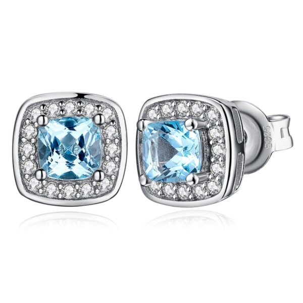 Square Topaz Silver Earrings - IDiamond