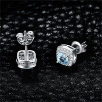 Square Topaz Silver Earrings - IDiamond