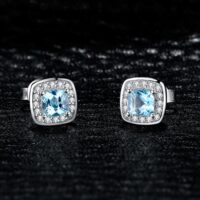 Square Topaz Silver Earrings - IDiamond
