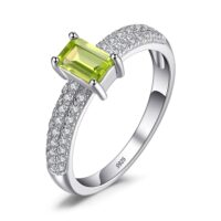 Rectangle Peridot Silver Ring - IDiamond