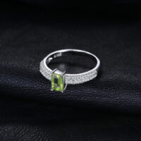 Rectangle Peridot Silver Ring - IDiamond