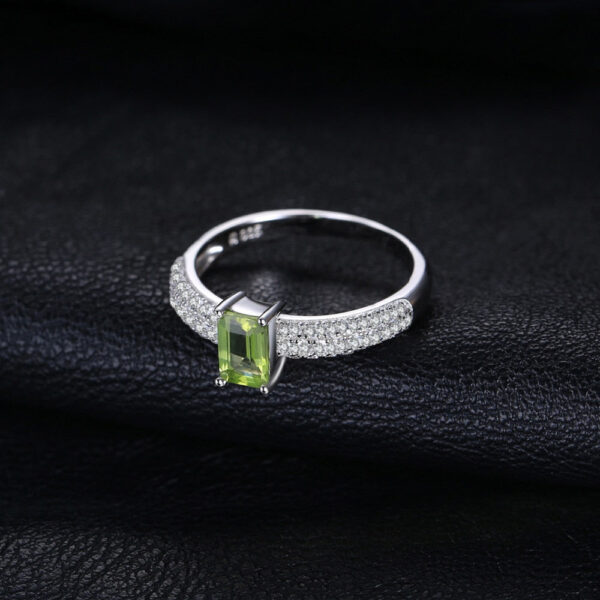 Rectangle Peridot Silver Ring - IDiamond