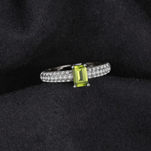 Rectangle Peridot Silver Ring - IDiamond
