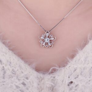 3pcs Flower Cubic Zirconia Silver Jewelry Set - IDiamond