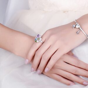 Flower Amethyst, Topaz, Peridot, Diopside Silver Ring - IDiamond