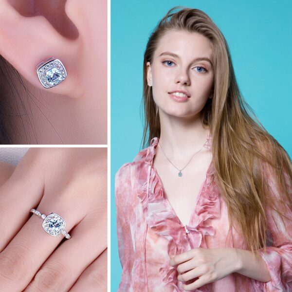 3pcs Square Blue Topaz Silver Jewelry Set - IDiamond